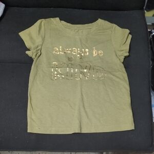 Kids Olive Green T-Shirt with Gold Print